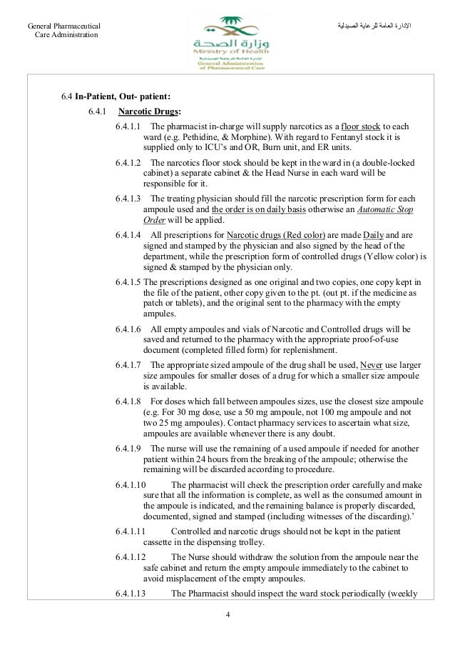 Narcotic controlled drugs policy and procedurelast