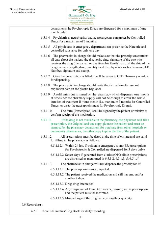 Narcotic controlled drugs policy and procedurelast