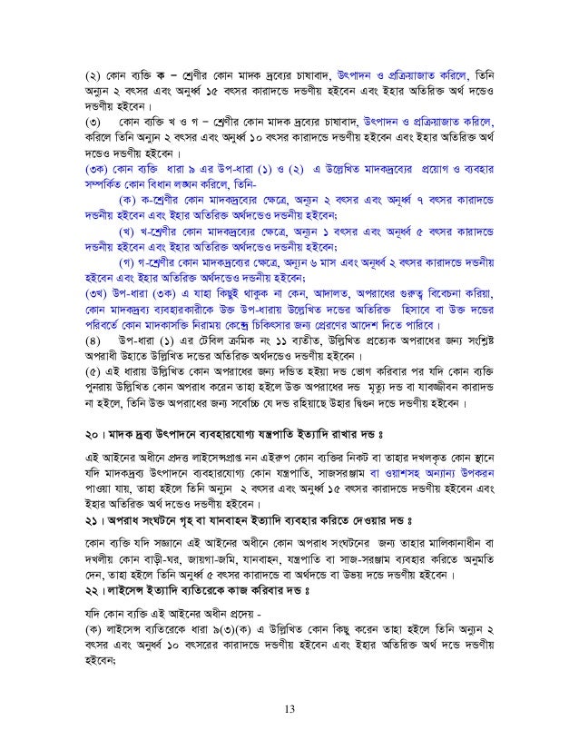 Bangladesh Narcotics Control Act 1990 (Bangla)