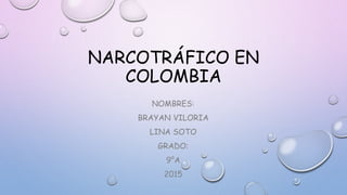NARCOTRÁFICO EN
COLOMBIA
NOMBRES:
BRAYAN VILORIA
LINA SOTO
GRADO:
9°A
2015
 