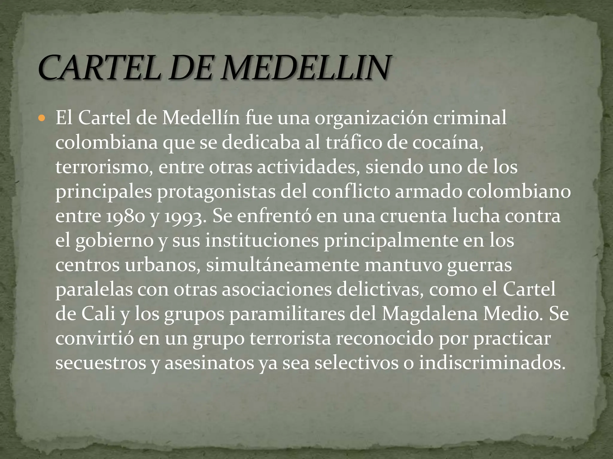 NARCOTRAFICO EN LOS AÑOS 80S.pptx sobre. | PPT