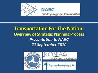 Transportation For The Nation:Overview of Strategic Planning ProcessPresentation to NARC21 September 2010 
