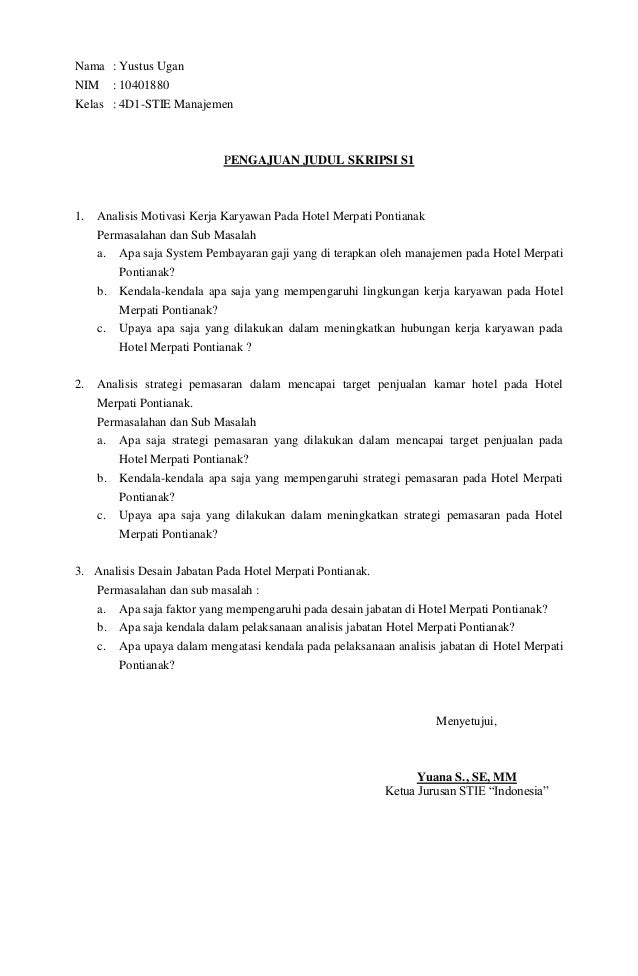 Analisis Desain Jabatan Pada Hotel Merpati Pontianak
