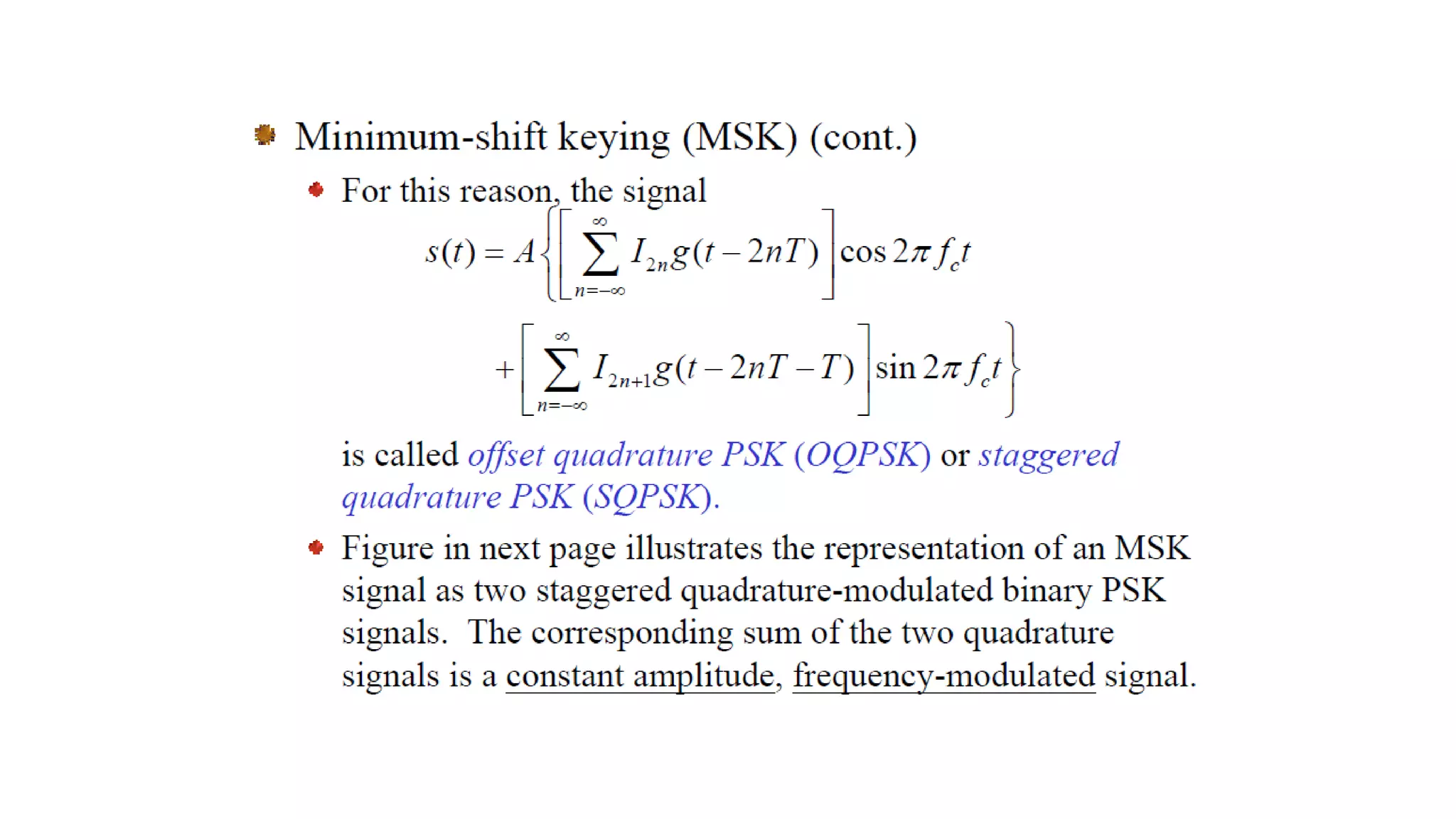 MINIMUM SHIFT KEYING(MSK)