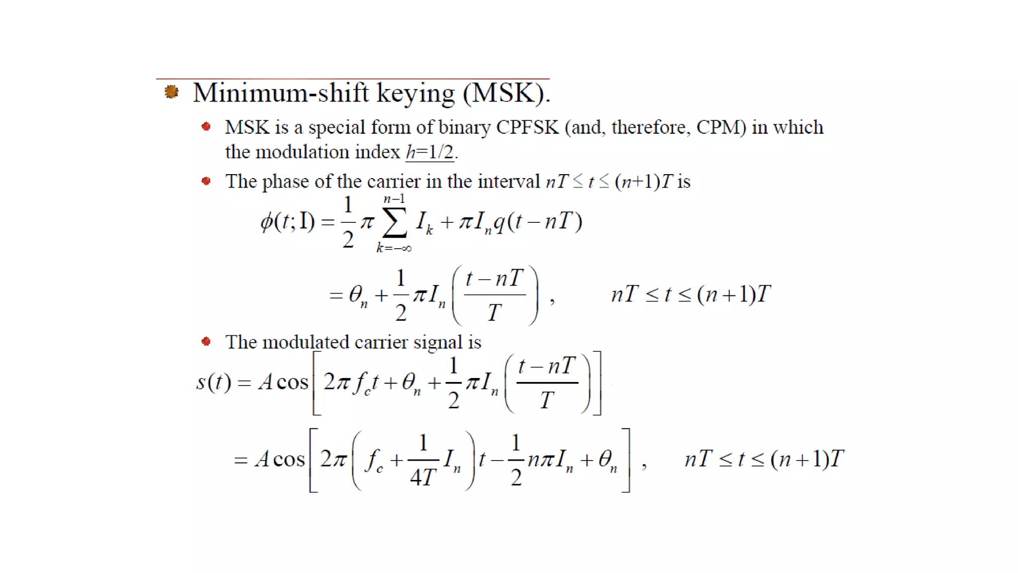 MINIMUM SHIFT KEYING(MSK)