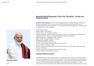 Narendra Modi Biography- Early Life, Education, Family and Political ...