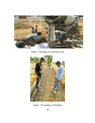 Figure : 9 pouring of concrete in wall
Figure : 10 counting of steel bars
20
 