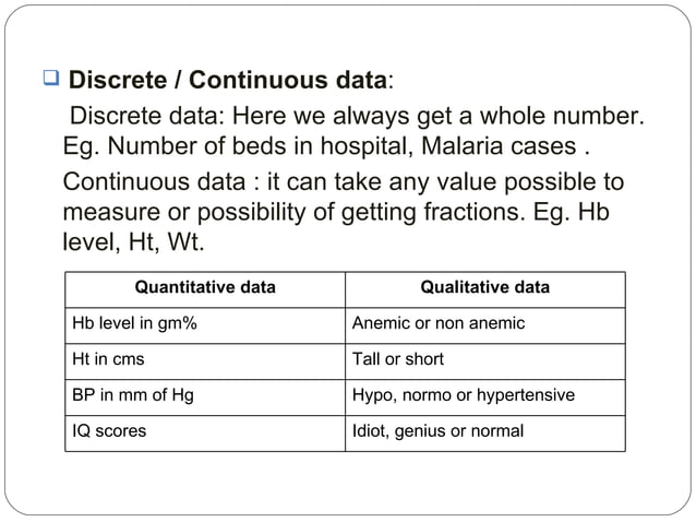 biostatstics :Type and presentation of data | PPT