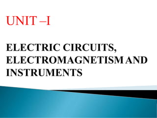 UNIT –I
ELECTRIC CIRCUITS,
ELECTROMAGNETISMAND
INSTRUMENTS
 