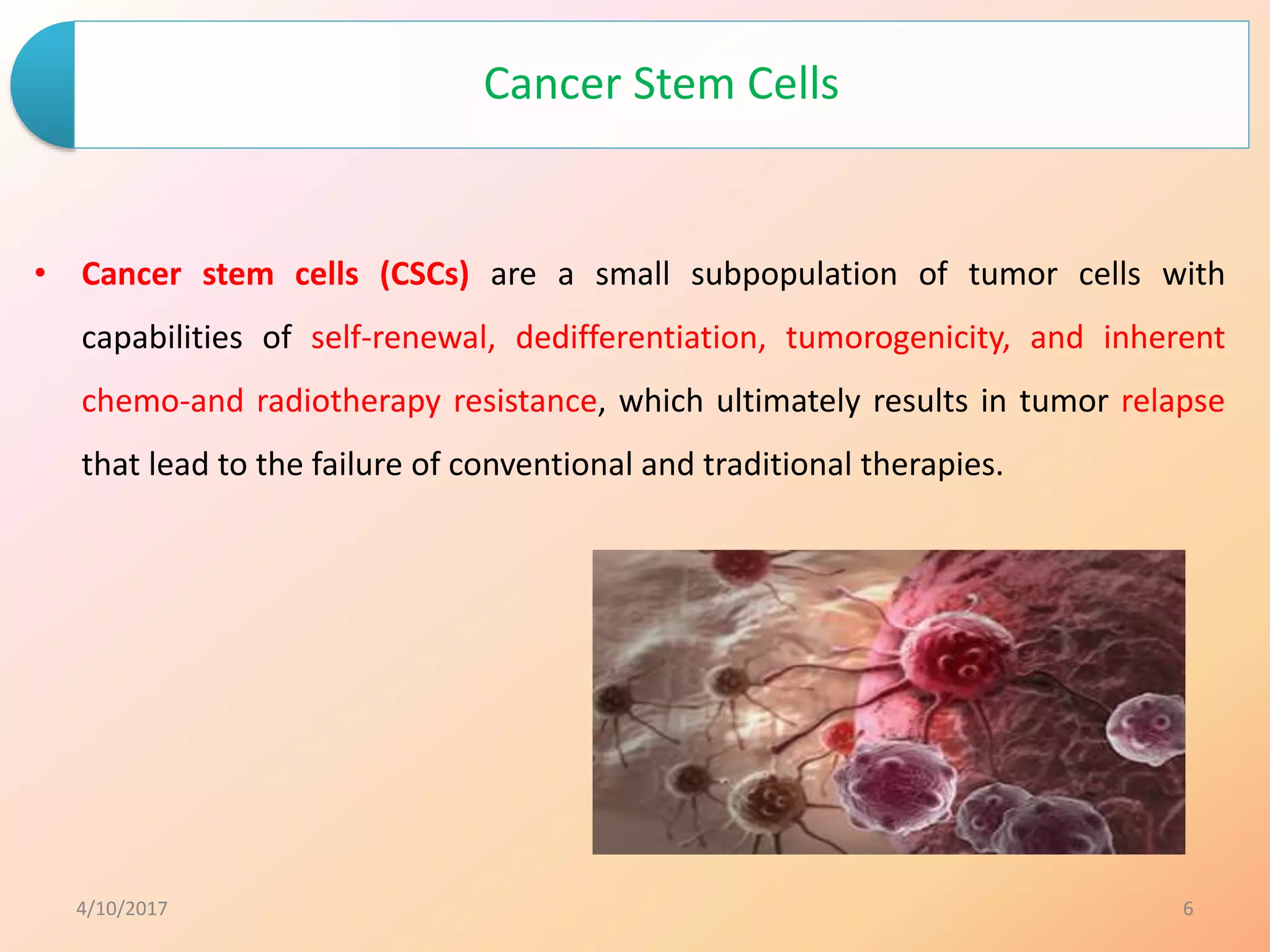 Role of cancer stem cells in cancer therapy | PPTX
