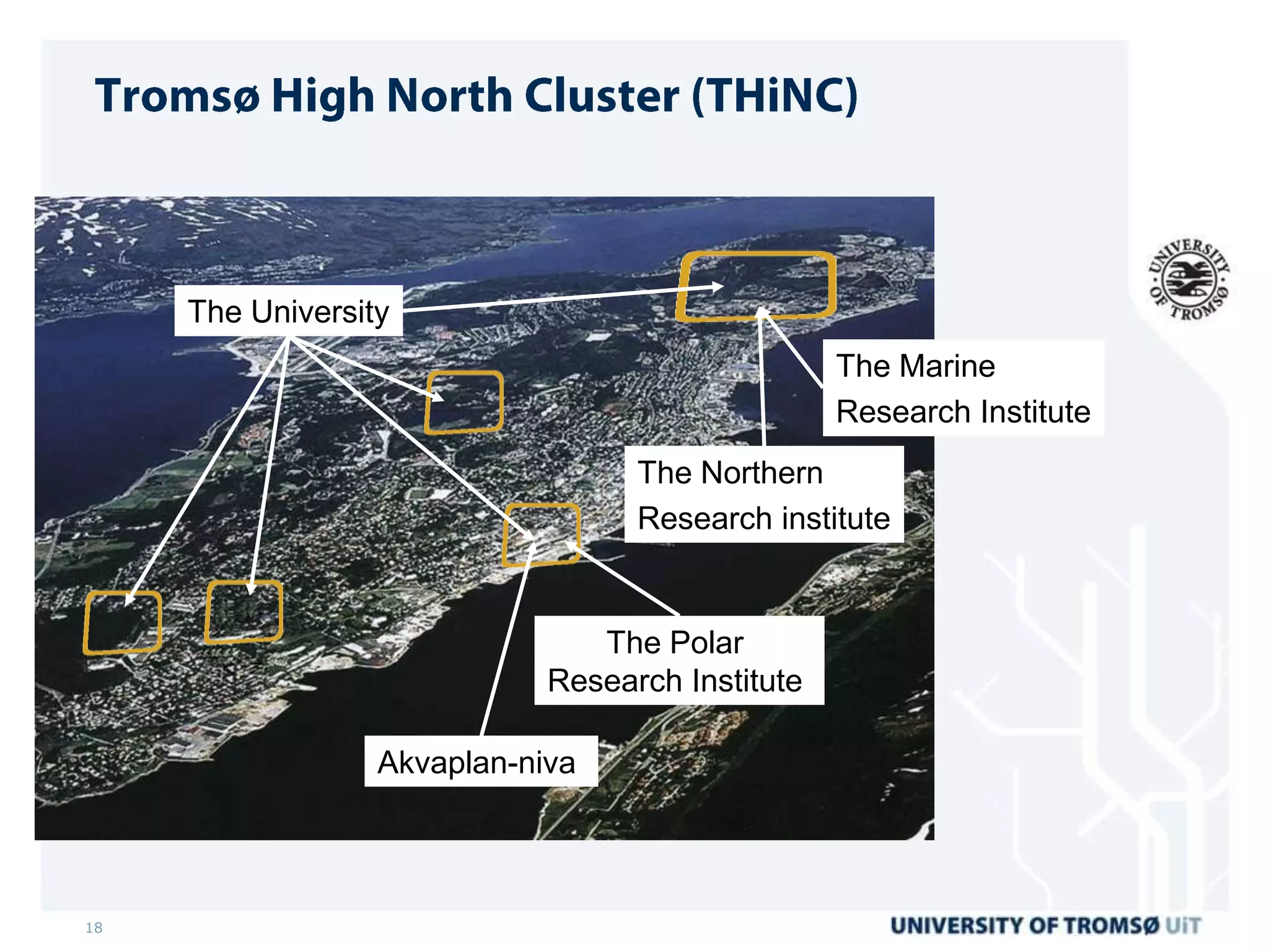 The University
                                                  The Marine
                                                  Research Institute
                                   The Northern
                                   Research institute


                                The Polar
                             Research Institute

                  Akvaplan-niva




18
 