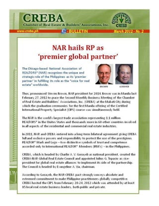 NAR hails Philippines as Premier Global Partner