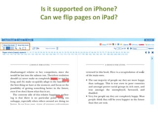 Is it supported on iPhone?
Can we flip pages on iPad?
 