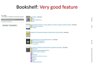 Bookshelf: Very good feature
 