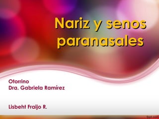 Nariz y senos
                    paranasales

Otorrino
Dra. Gabriela Ramírez


Lisbeht Fraijo R.
 