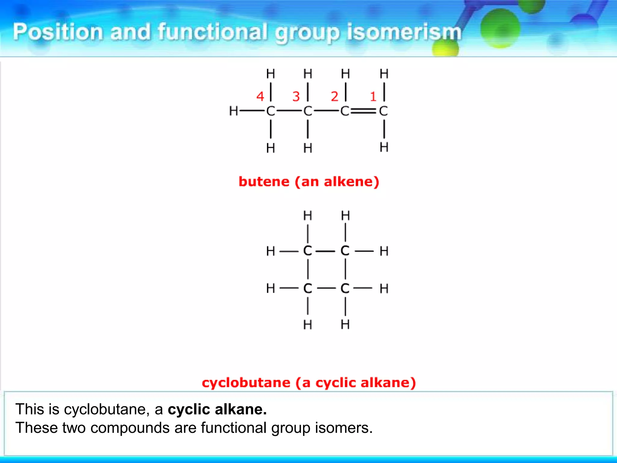 This is cyclobutane, a cyclic alkane.
These two compounds are functional group isomers.
 
