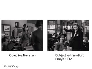 Objective Narration Subjective Narration:
Hildy’s POV
His Girl Friday
 