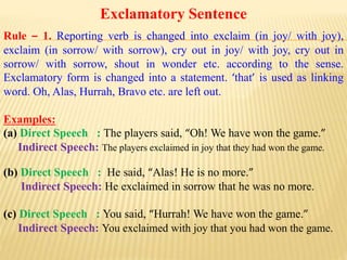 English Narration - Class VI - X | PPTX