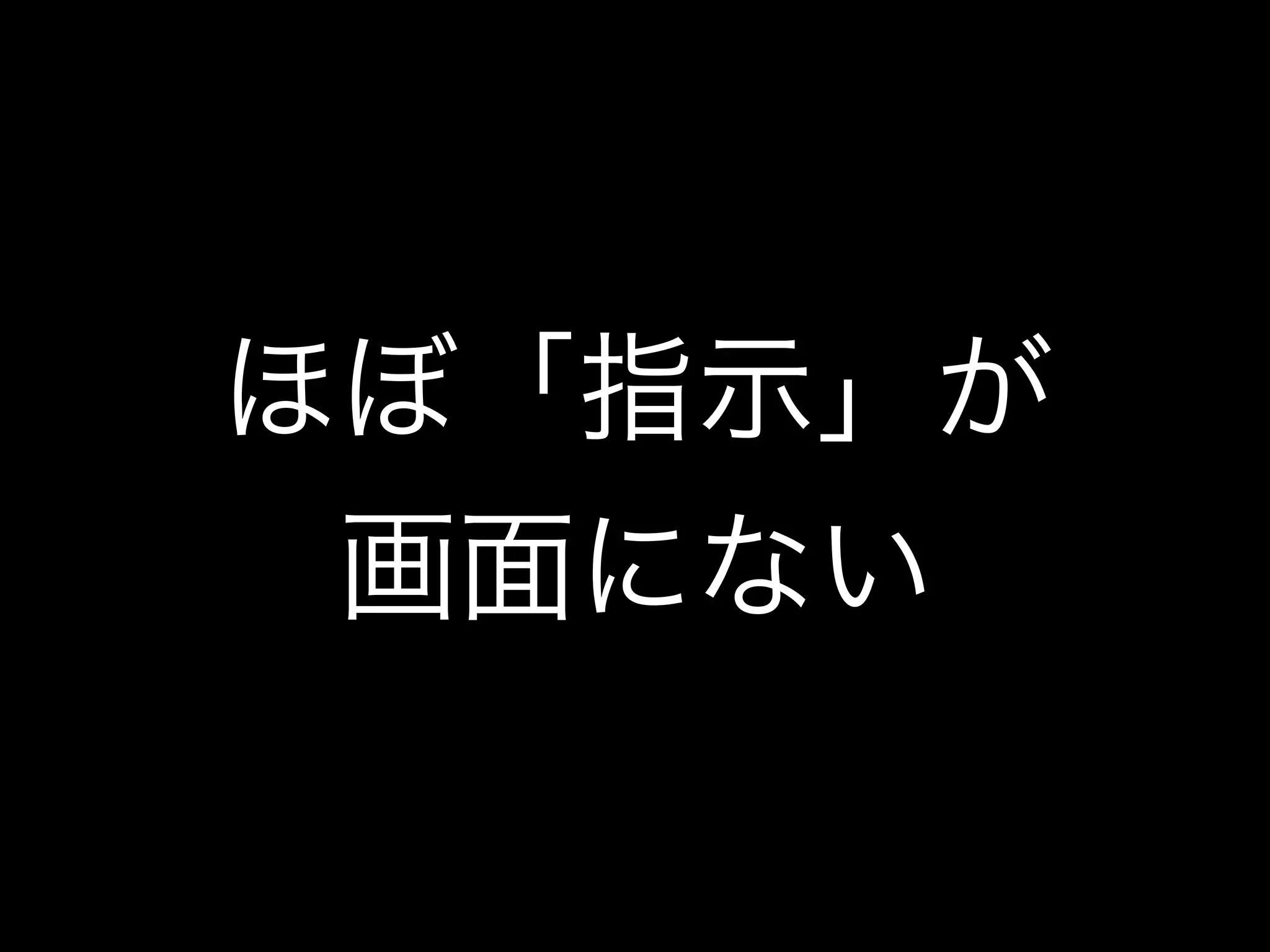 ほぼ「指示」が
画面にない
 