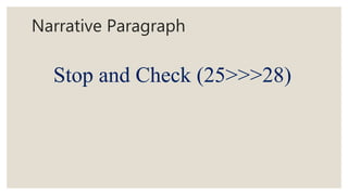 Narrative Paragraph
Stop and Check (25>>>28)
 