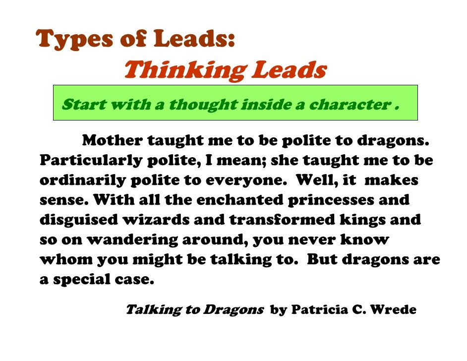 types of narrative leads types of leads