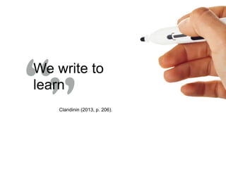 “”“”Clandinin (2013, p. 206).
We write to
learn
 