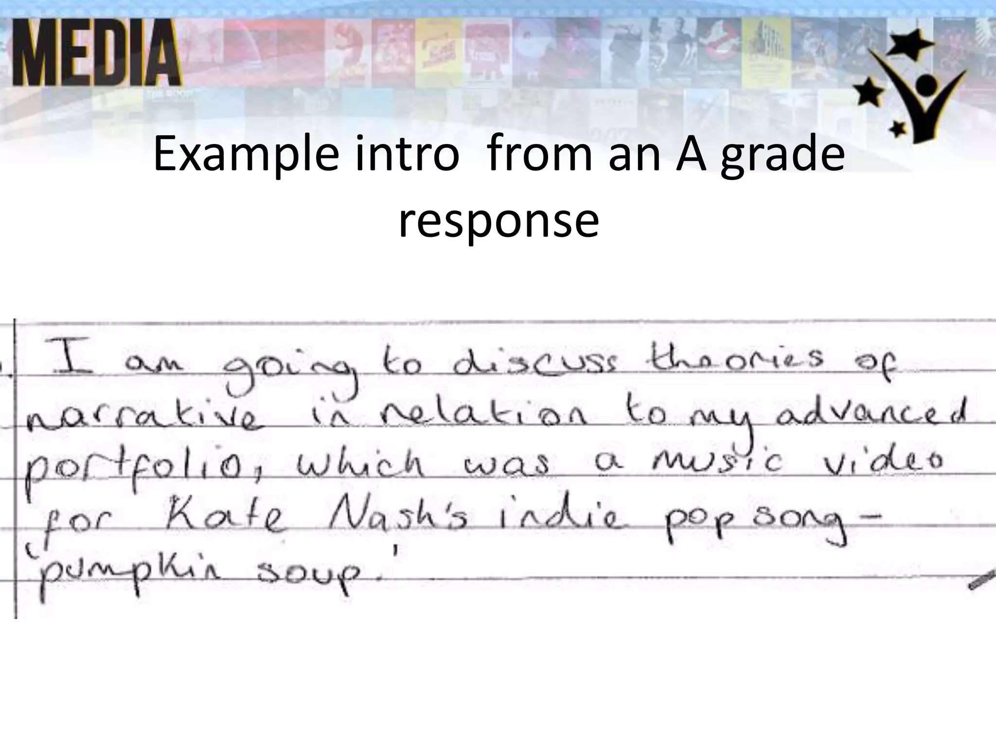 Example intro from an A grade
response
 