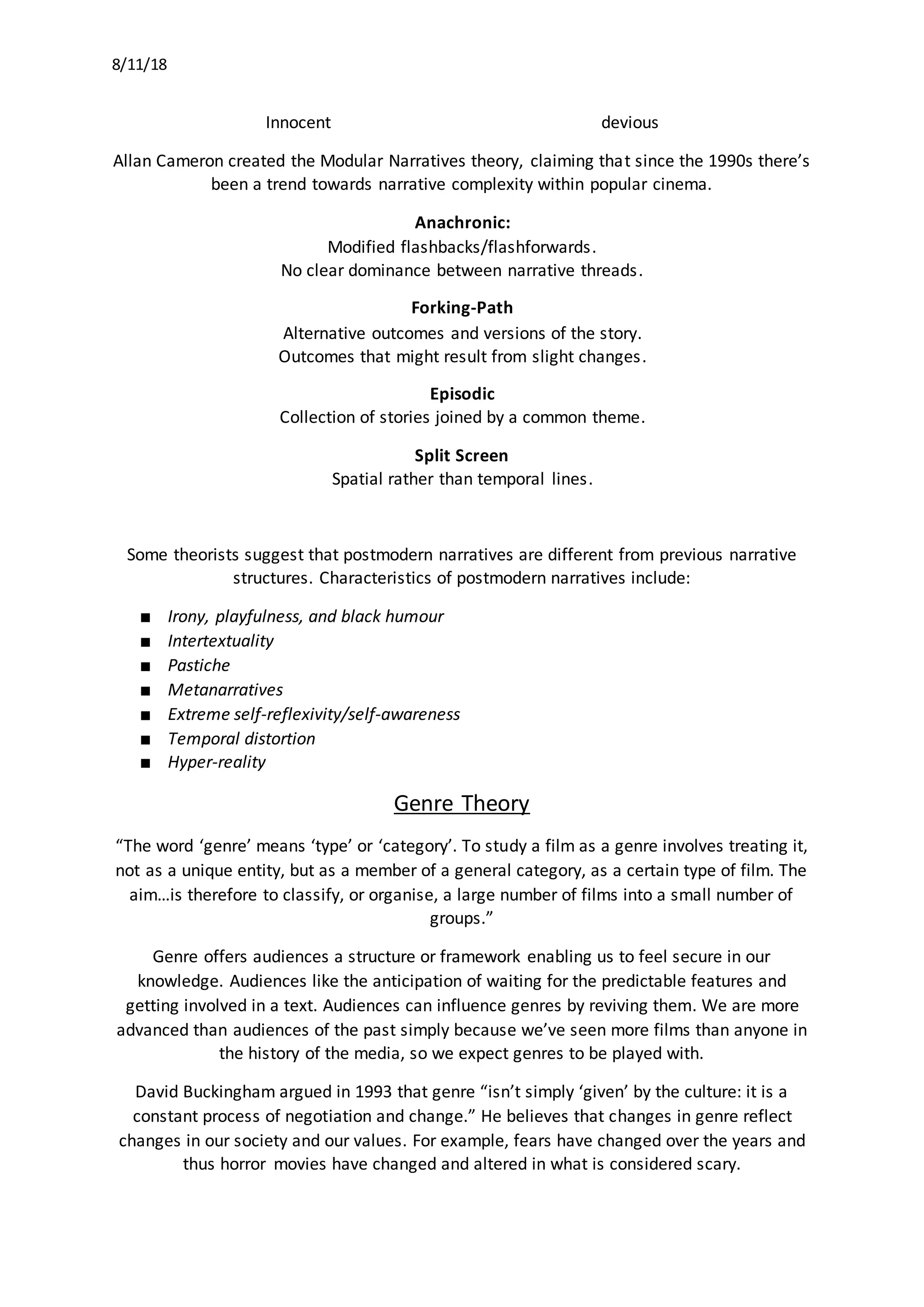 Narrative and genre theory | DOCX
