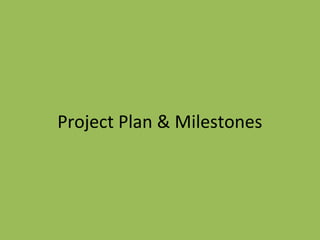 Project Plan & Milestones
 