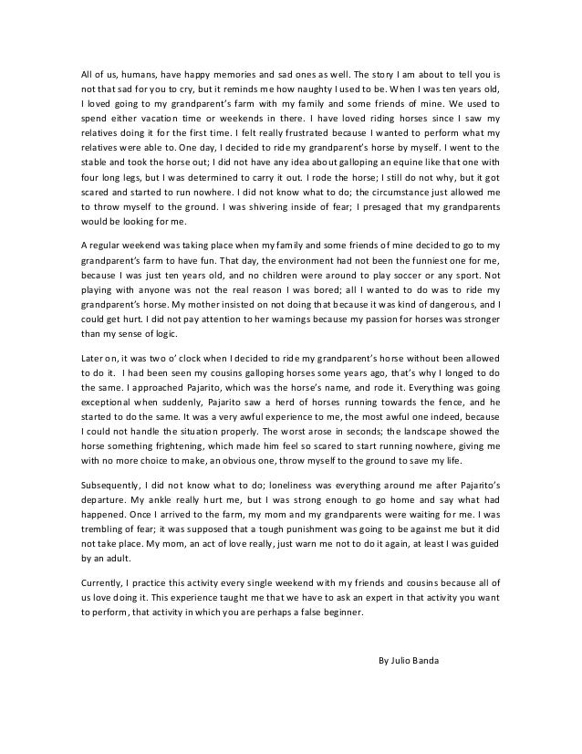 narrative essay about happy