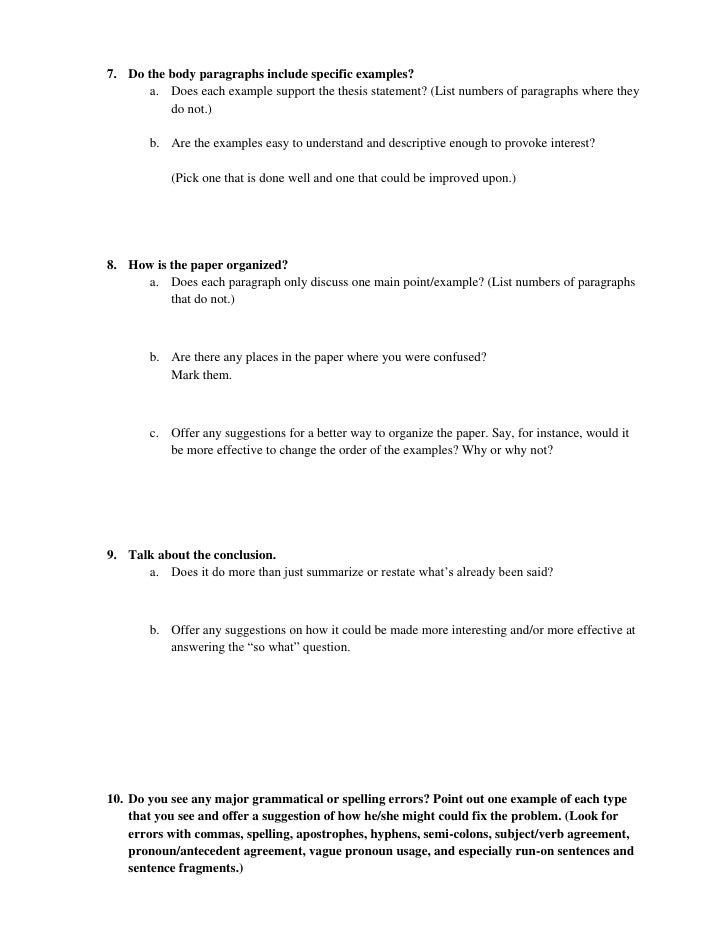 narrative essay peer review questions