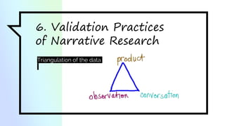 6. Validation Practices
of Narrative Research
Triangulation of the data
 