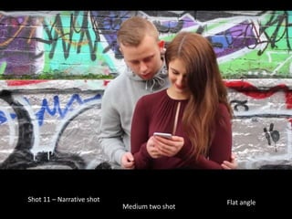 Shot 11 – Narrative shot Flat angle
Medium two shot
 