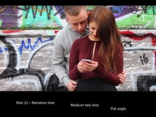 Shot 12 – Narrative shot
Medium two shot
Flat angle
 