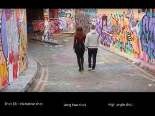 Shot 33 – Narrative shot Long two shot High angle shot
 