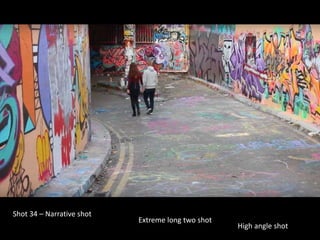 Shot 34 – Narrative shot
Extreme long two shot
High angle shot
 