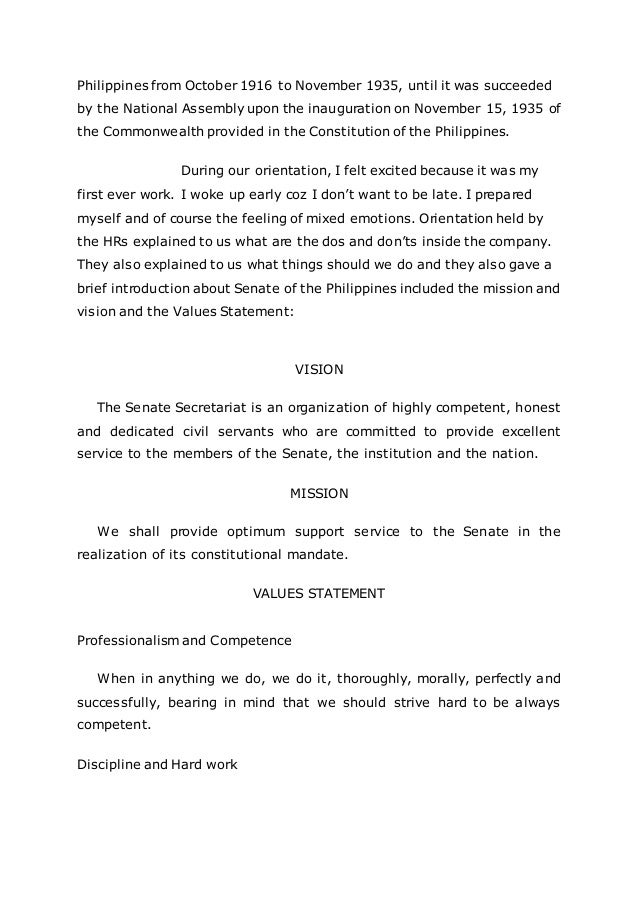 Narrative report in Senate of the Philippines Legislative Support Se…