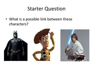 Starter Question
• What is a possible link between these
characters?
 