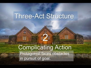 2
Complicating Action
Three-Act Structure
Protagonist faces obstacles
in pursuit of goal.
 