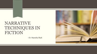 NARRATIVE
TECHNIQUES IN
FICTION
- Dr. Manisha Shah
 