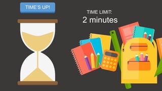 START TIMER
TIME’S UP!
TIME LIMIT:
2 minutes
 