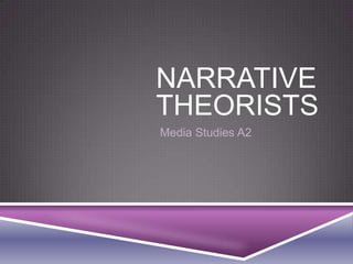 NARRATIVE
THEORISTS
Media Studies A2

 