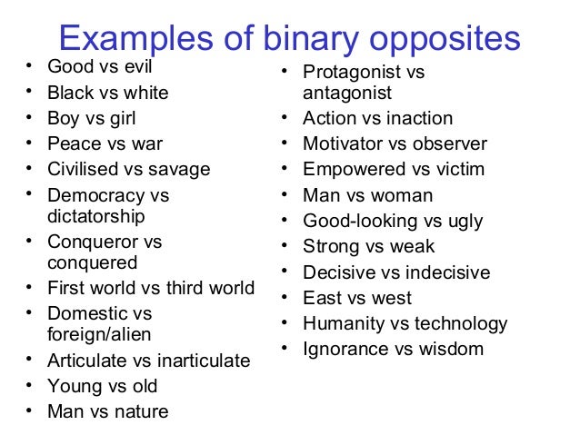 Image result for examples of binary opposition