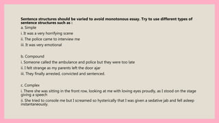 Console Sentence Narrative writing | PPTX