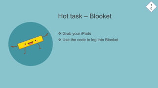 Hot task – Blooket
 Grab your iPads
 Use the code to log into Blooket
1
0
 
