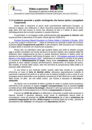 Video e-percorsi. Sicurezza in internet e diritti dei minori | PDF
