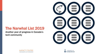 The Narwhal List 2019
Another year of progress in Canada’s
tech community
 