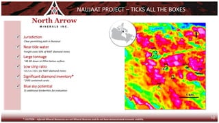 <3:1 vs >10:1 for NWT diamond mines
~48 Mt down to 205m below surface
~26M contained carats
Freight costs 50% of NWT diamond mines
Clear permitting path in Nunavut
NAUJAAT PROJECT – TICKS ALL THE BOXES
A34
A94
A97
A76
A42
A152
A59
✓ Jurisdiction
✓ Near tide water
✓ Large tonnage
✓ Low strip ratio
✓ Significant diamond inventory*
✓ Blue sky potential
* CAUTION – Inferred Mineral Resources are not Mineral Reserves and do not have demonstrated economic viability
15 additional kimberlites for evaluation
10
 