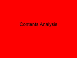 Contents Analysis 
