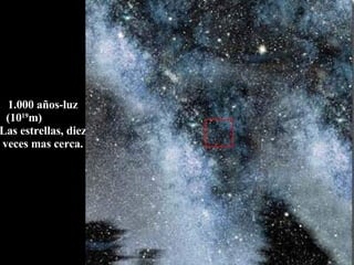 1.000 años-luz (10 19 m)  Las estrellas, diez veces mas cerca. 